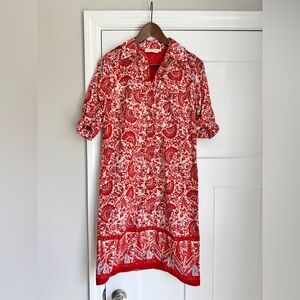 Tory Burch Brigette paisley red shirt dress